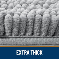 Buganda Bathroom Rugs 30x20, Quick Dry Machine Washable Chenille Bath Mats with Rubber Backing, Grey