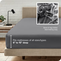 Bare Home Luxury 1800 Collection Fitted Sheet, Ultra-Soft, Deep Pocket, Queen, Gray