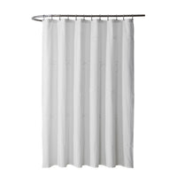 My Texas House White/White Embroidered Holiday Farmhouse Bow Cotton Shower Curtain, 72