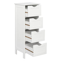 Ktaxon Bathroom Floor Storage Cabinet with 4 Drawers, Small Cabinet for Bedroom Kitchen, MDF White