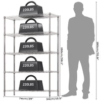 Ktaxon 5-Tier Wire Shelving Unit, Steel Storage Rack for Garage Office Kitchen Silver, 30