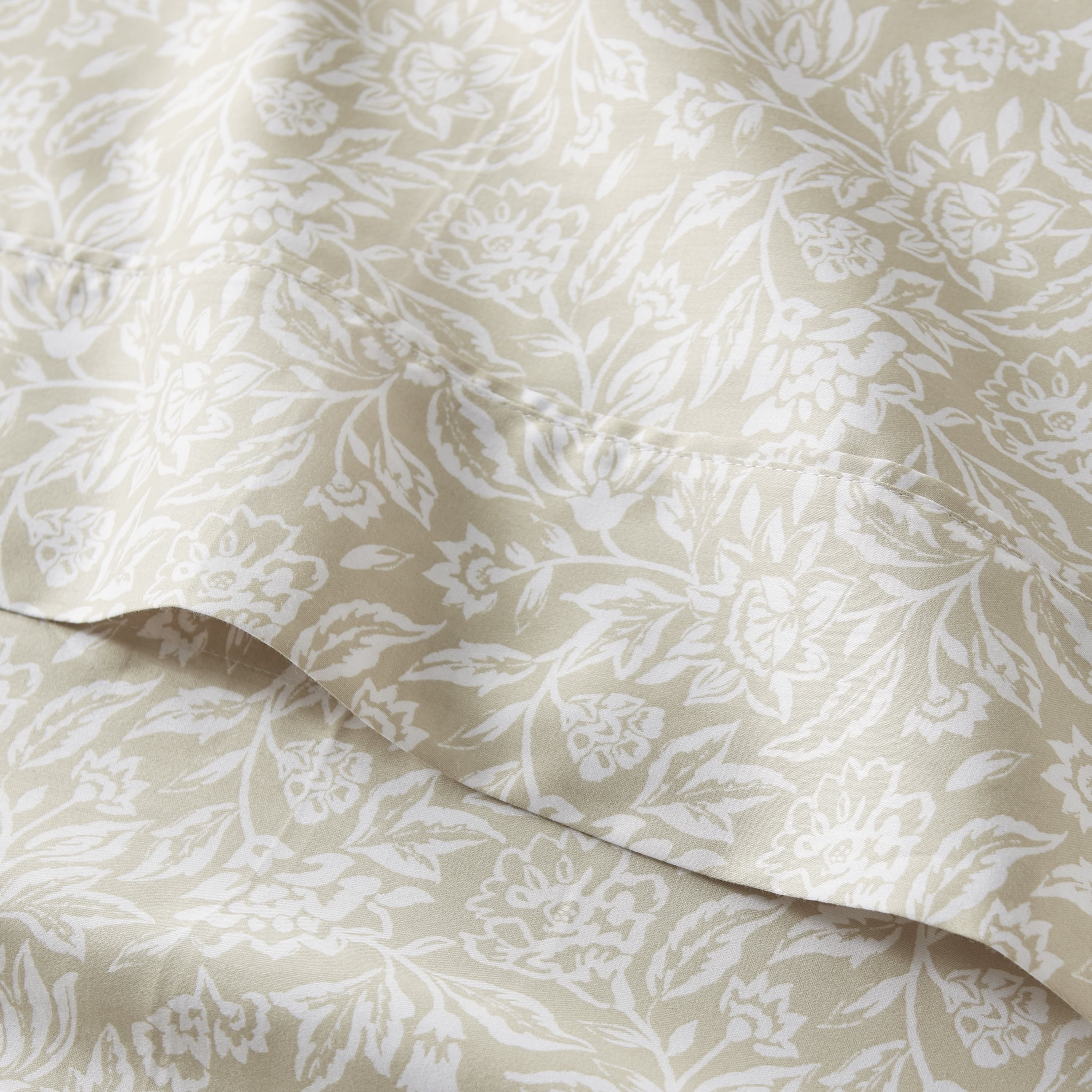 Better Homes & Gardens 4-Piece 300 Thread Count Sateen King Sheet Set, Floral Almond Biscuit