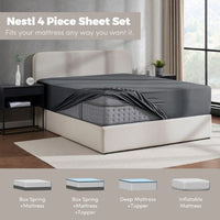 Nestl Queen Sheets Set, 1800 Series 4 Piece Sheets Queen Sheets Set, Luxury Soft Microfiber Queen Size Gray Bed Sheets Set, Gray