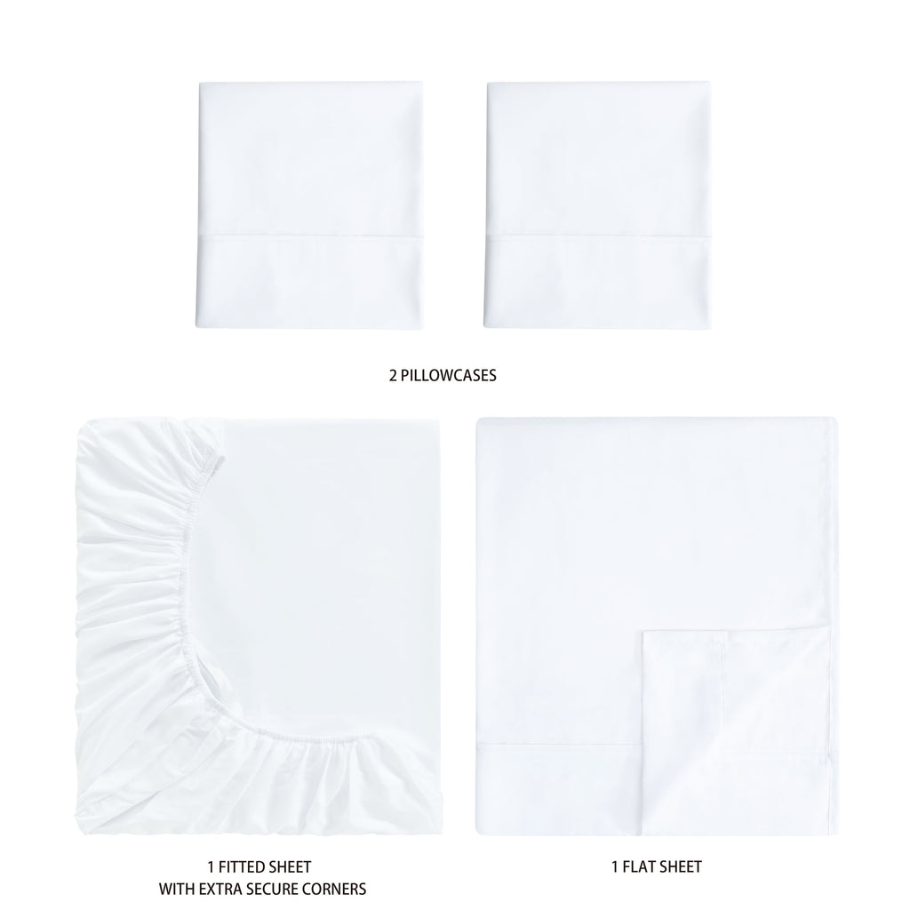 Mainstays Super Soft Brushed Microfiber Bed Sheet Set, Arctic White, Queen, 4 Piece