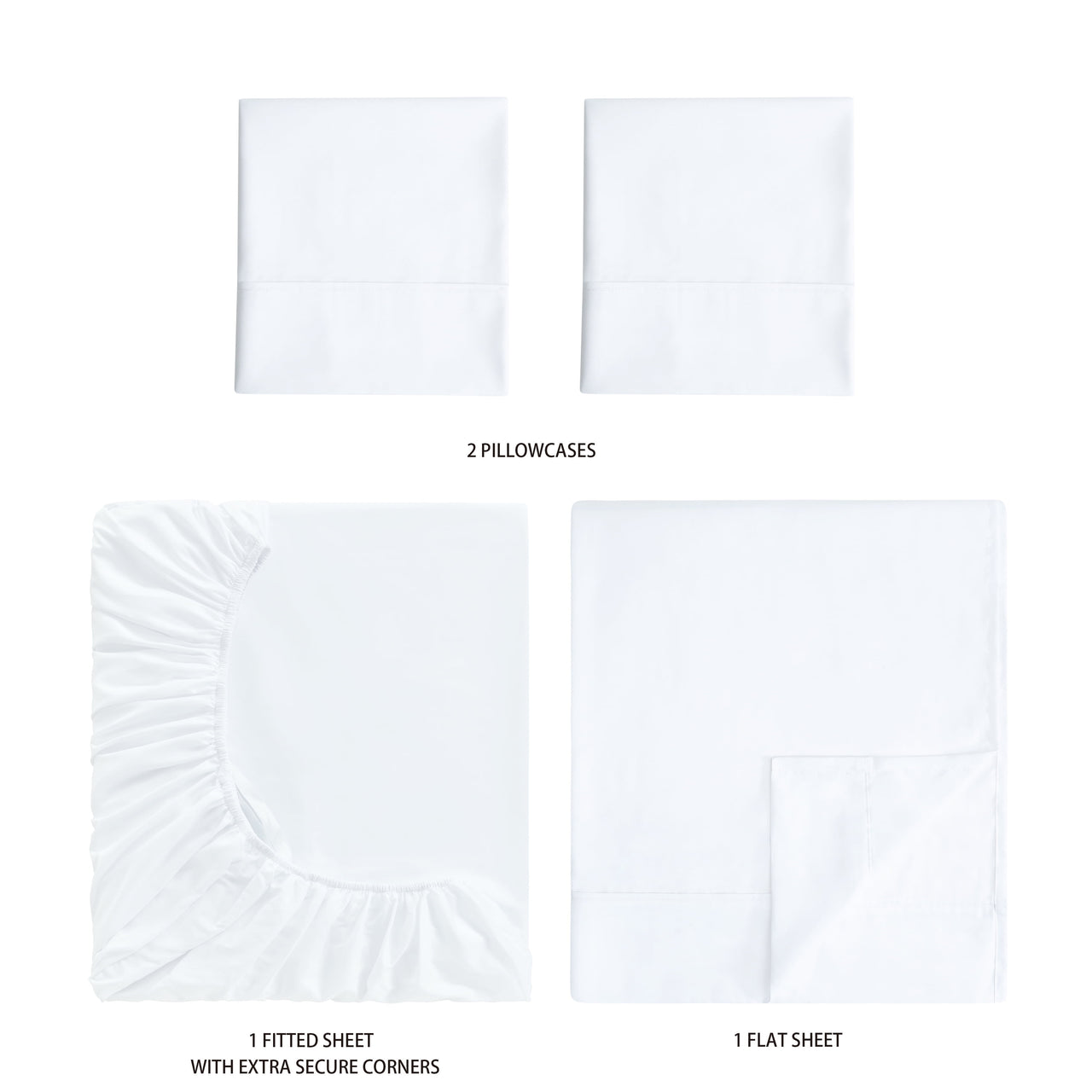 Mainstays Super Soft Brushed Microfiber Bed Sheet Set, Arctic White, Queen, 4 Piece
