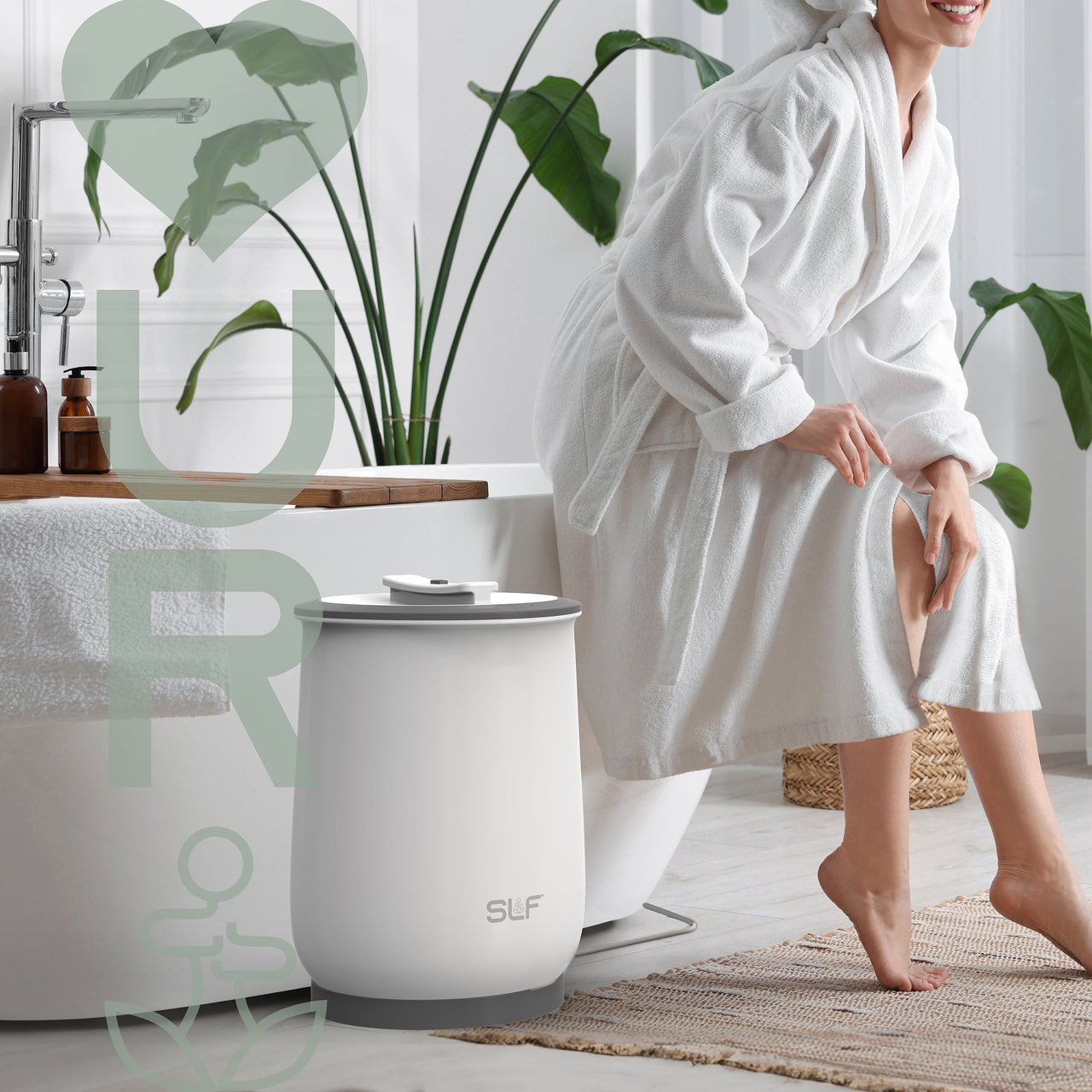 SLF Luxury Towel Warmer, 20L Electric Hot Towel Warmer Bucket, Fits Up to Two 40"x70" Oversized Towels, 18.5 x 13 in, White