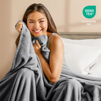 Bare Home Microplush Fleece Blanket - 300 GSM - Fuzzy Microfleece - Soft & Plush - Full/Queen, Gray