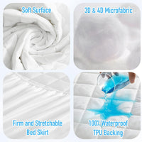 Queen Size Waterproof Mattress Pad Protector, Breathable Quilted Mattress Cover Noiseless Waterproof Fitted Sheet Mattress Topper Up to 21