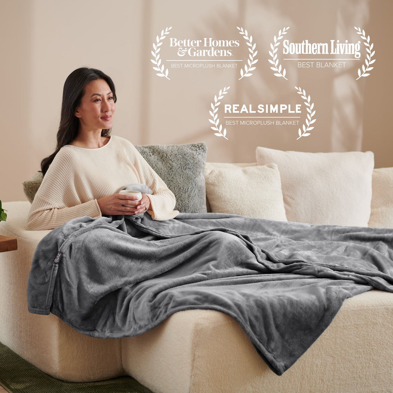 Bare Home Microplush Fleece Blanket - 300 GSM - Fuzzy Microfleece - Soft & Plush - Full/Queen, Gray