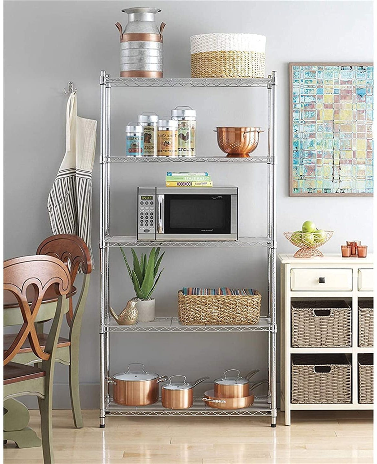 Ktaxon 5-Tier Wire Shelving Unit, Steel Storage Rack for Garage Office Kitchen Silver, 30" W x 14" D x 60" H