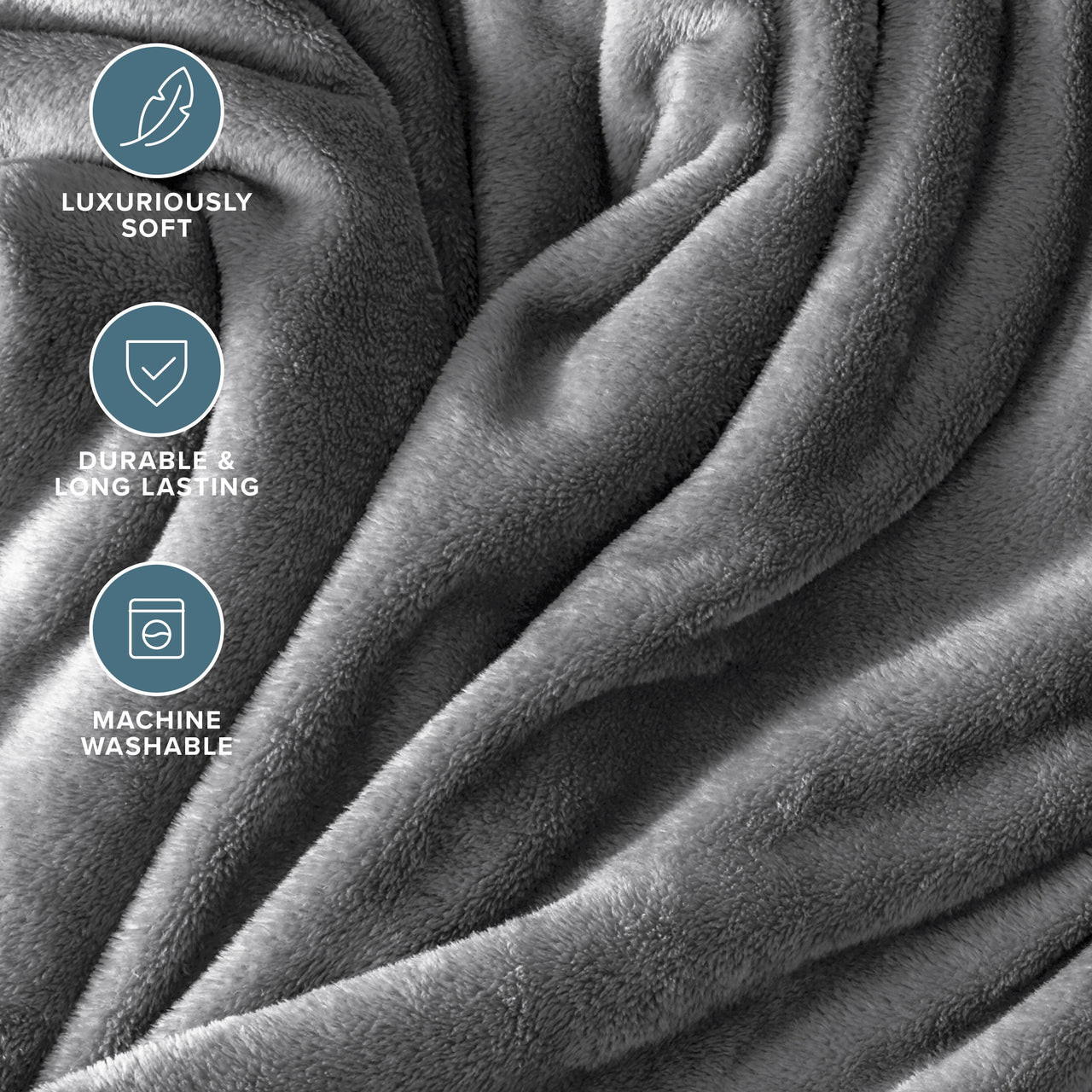 Bare Home Microplush Fleece Blanket - 300 GSM - Fuzzy Microfleece - Soft & Plush - Full/Queen, Gray