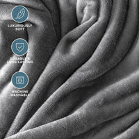 Bare Home Microplush Fleece Blanket - 300 GSM - Fuzzy Microfleece - Soft & Plush - Full/Queen, Gray